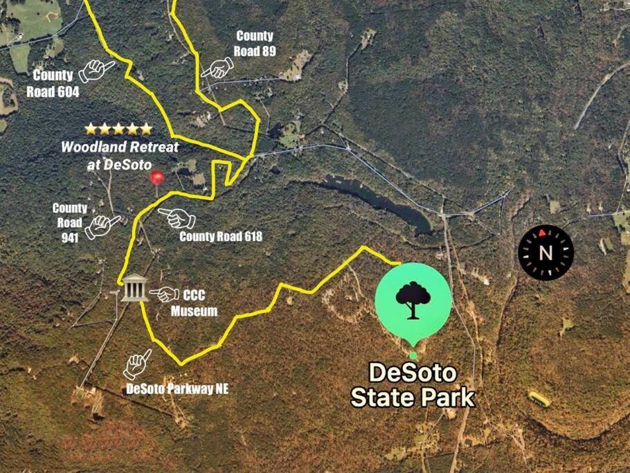 Coyote Cabin At Woodland Retreat At Desoto Beside Desoto State Park Fort Payne Ngoại thất bức ảnh